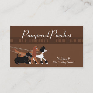 Brown-Haustier-sitzende Hundegehende Visitenkarte
