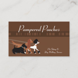 Brown-Haustier-sitzende Hundegehende Visitenkarte