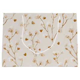 Brown Hearts Blush Floral Bridal Shower Große Geschenktüte