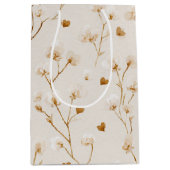 Brown Hearts Blush Floral Bridal Shower Mittlere Geschenktüte (Vorderseite)