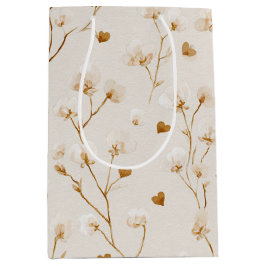 Brown Hearts Blush Floral Bridal Shower Mittlere Geschenktüte