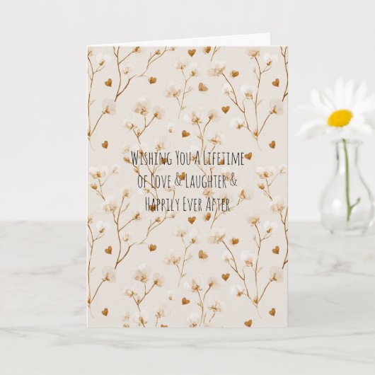 Brown Hearts Blush Floral Bridal Shower Wedding Karte (Kleine Pflanze)