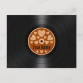 Brown Hearts Personalisiert Vinyl Record Album Postkarte (Vorderseite)
