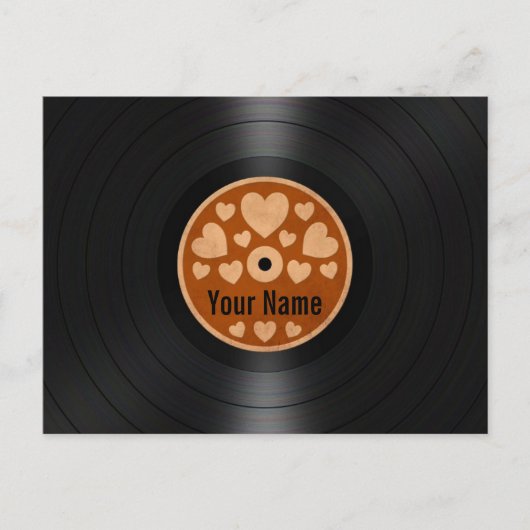 Brown Hearts Personalisiert Vinyl Record Album Postkarte (Vorderseite)