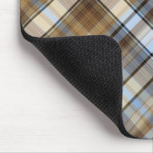 Brown-, hellblauer und weißertartanentwurf mousepad (Ecke)