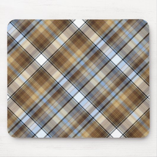 Brown-, hellblauer und weißertartanentwurf mousepad (Vorne)