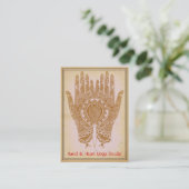 Brown Henna Hands Yoga Studio Business Card Visitenkarte (Stehend Vorderseite)