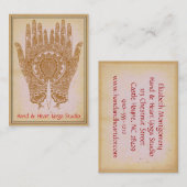 Brown Henna Hands Yoga Studio Business Card Visitenkarte (Vorne/Hinten)
