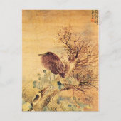 Brown Heron mit Hibiskus-Blume Postkarte (Vorderseite)