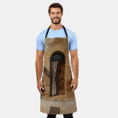 BROWN HOLZTÜR AUF BROWN BRICK WALL SCHÜRZE (Getragen)