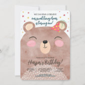 Brown Honey Bear Birthday Einladung (Vorderseite)