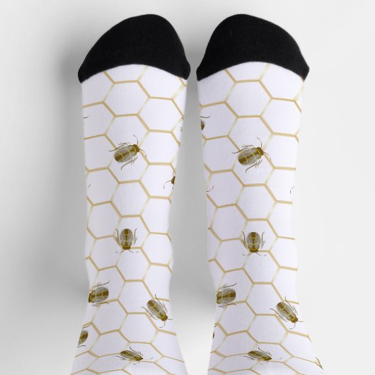 Brown Honey Bee Honeycomb Design Socken (Oben)