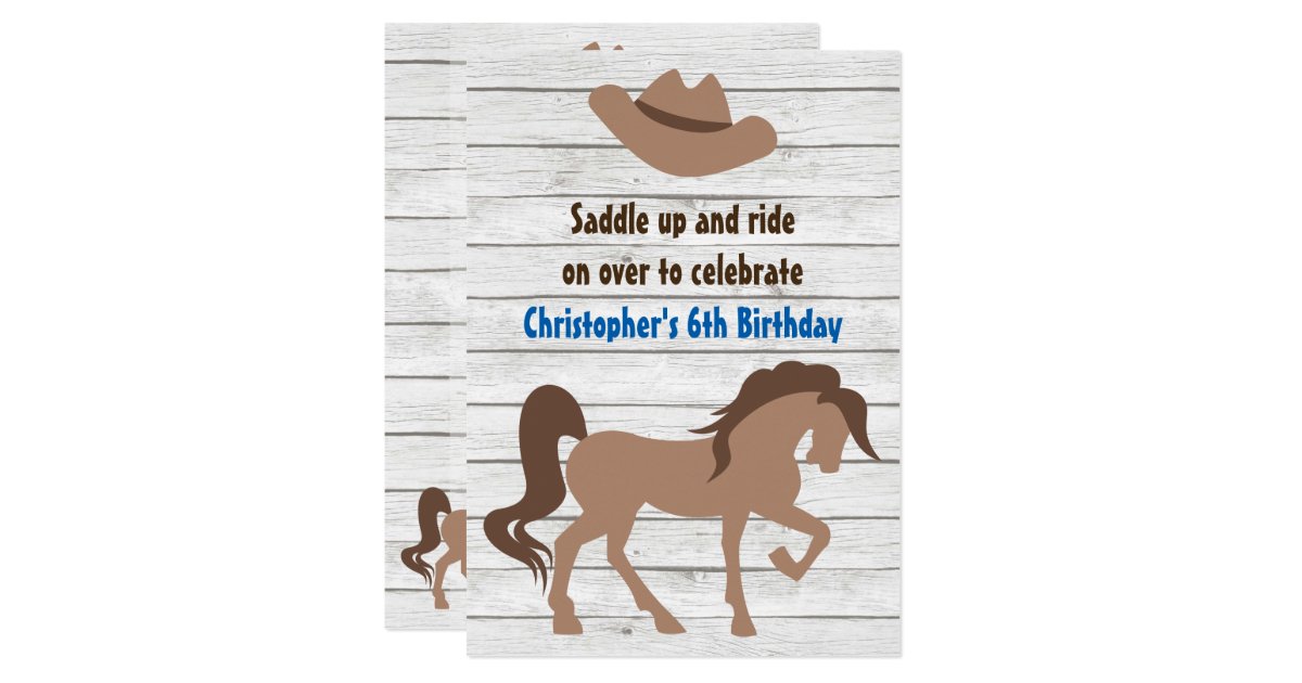 Brown Horse and Cowboy Hat Western Geburtstag Einladung Zazzle.de