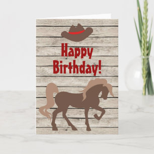 Brown Horse and Cowboy Hat Western Geburtstag Karte