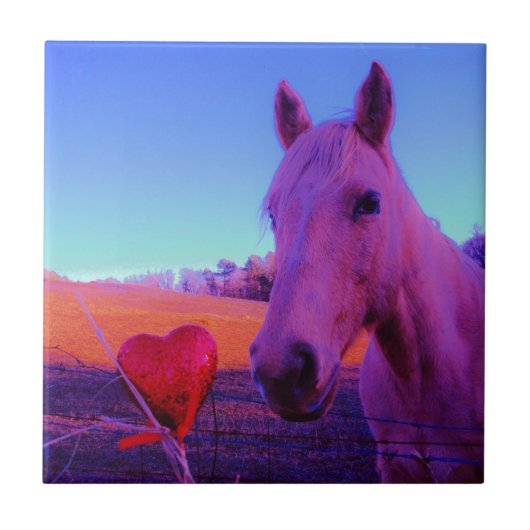 Brown Horse and Red Heart Fliese (Vorderseite)