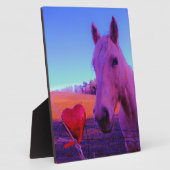 Brown Horse and Red Heart Fotoplatte (Seite)