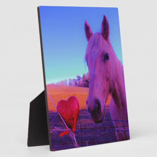 Brown Horse and Red Heart Fotoplatte (Seite)