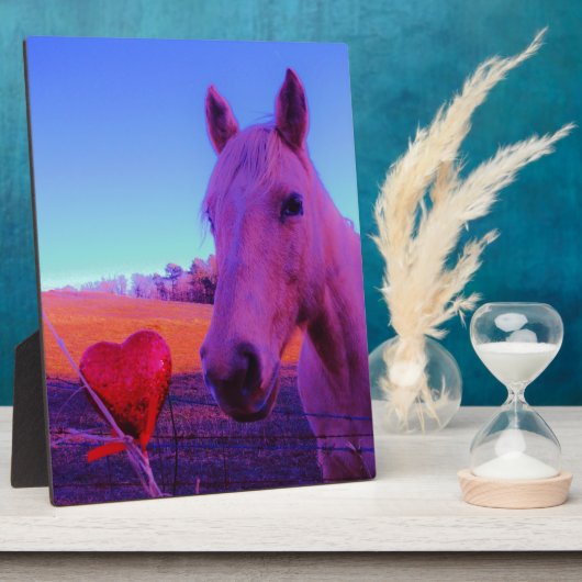 Brown Horse and Red Heart Fotoplatte (Seite)