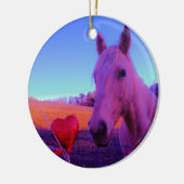 Brown Horse and Red Heart Keramikornament (Links)