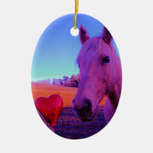 Brown Horse and Red Heart Keramikornament (Vorne)