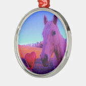 Brown Horse and Red Heart Ornament Aus Metall (Links)
