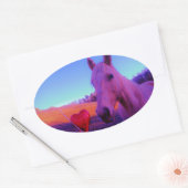 Brown Horse and Red Heart Ovaler Aufkleber (Umschlag)