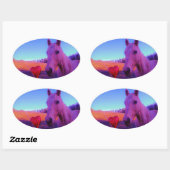 Brown Horse and Red Heart Ovaler Aufkleber (Blatt)