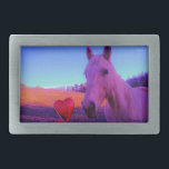 Brown Horse and Red Heart Rechteckige Gürtelschnalle<br><div class="desc">Foto "Brown Horse and Red Heart" von Sandy Closs: Hochzeiten,  Herz,  Herz,  Pferde,  Ponys,  Pony,  Liebe,  Valentine,  Valentinstag, </div>