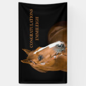 Brown Horse Black Reitsport Glückwunsch Banner (Vertikal)