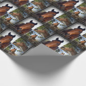 Brown Horse Foto Collage, Geschenkpapier (Ecke)