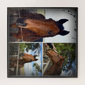 Brown Horse Foto Collage, Jigsaw Puzzle (Horizontal)