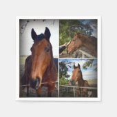 Brown Horse Foto Collage, Paper Napkins Serviette (Vorderseite)