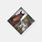 Brown Horse Foto Collage, Paper Napkins Serviette (Ecke)
