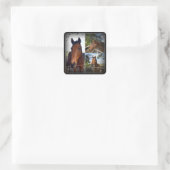 Brown Horse Foto Collage, Square Sticker (Tasche)