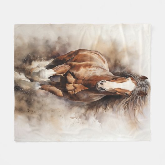 Brown Horse Galloping Fleecedecke (Vorderseite (Horizontal))