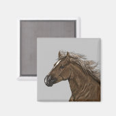 Brown Horse Head Magnet (Vorderseite/Rückseite)