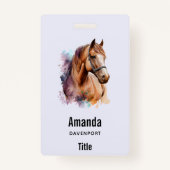 Brown Horse Head Portrait in Watercolor Ausweis (Vorderseite)