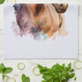 Brown Horse head Portrait in Watercolor Geschirrtuch (Gefaltet)