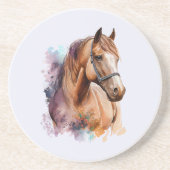 Brown Horse Head Portrait in Watercolor Getränkeuntersetzer (Vorne)