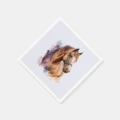 Brown Horse Head Portrait in Watercolor Serviette (Ecke)