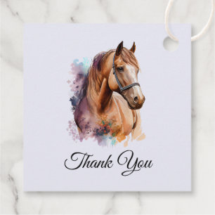 Brown Horse Head Portrait in Watercolor Vielen Dan Geschenkanhänger