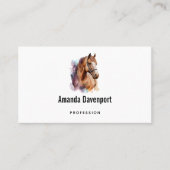 Brown Horse Head Portrait in Watercolor Visitenkarte (Vorderseite)