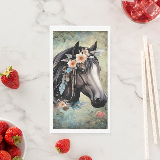 Brown horse in flowers. Serviette (Beispiel)