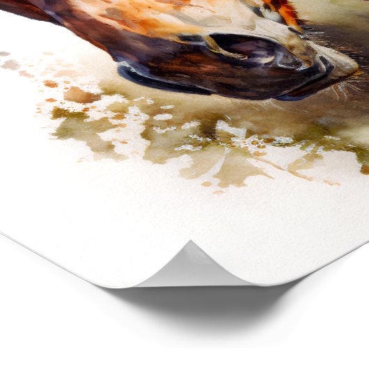 Brown Horse Portrait Poster (Ecke)