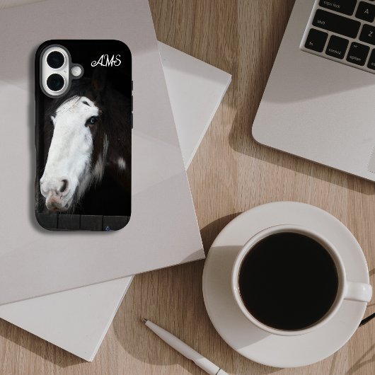 Brown Horse w Blue Eyes Monogram Case-Mate iPhone Hülle