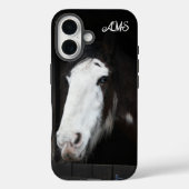 Brown Horse w Blue Eyes Monogram Case-Mate iPhone Hülle (Rückseite)