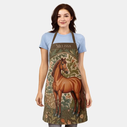 Brown Horse William Morris Inspired Personalized Schürze (Getragen)
