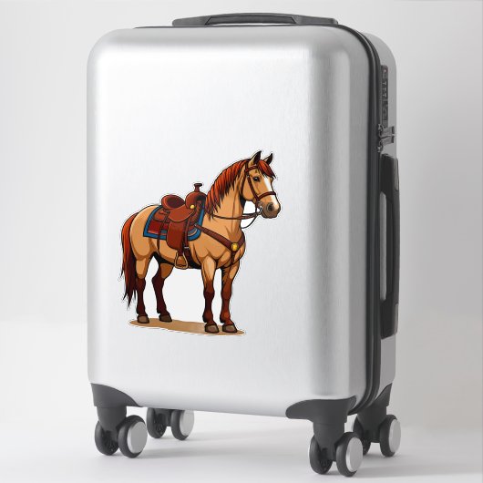 Brown Horse With Saddle Aufkleber (Koffer)