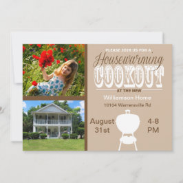 Brown House Warming Cookout Einladung