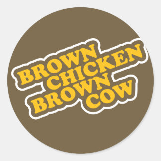 Brown-Huhn-Brown-Kuh Runder Aufkleber